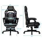Sillón de masaje para juegos Costway, silla de oficina para computadora reclinable, estilo carreras, con reposapiés, en blanco/negro/azul/rojo