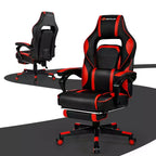 Sillón de masaje para juegos Costway, silla de oficina para computadora reclinable, estilo carreras, con reposapiés, en blanco/negro/azul/rojo