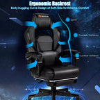 Sillón de masaje para juegos Costway, silla de oficina para computadora reclinable, estilo carreras, con reposapiés, en blanco/negro/azul/rojo