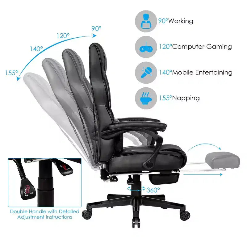 Sillón de masaje para juegos Costway, silla de oficina para computadora reclinable, estilo carreras, con reposapiés, en blanco/negro/azul/rojo