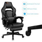 Sillón de masaje para juegos Costway, silla de oficina para computadora reclinable, estilo carreras, con reposapiés, en blanco/negro/azul/rojo