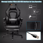 Sillón de masaje para juegos Costway, silla de oficina para computadora reclinable, estilo carreras, con reposapiés, en blanco/negro/azul/rojo