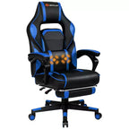 Sillón de masaje para juegos Costway, silla de oficina para computadora reclinable, estilo carreras, con reposapiés, en blanco/negro/azul/rojo