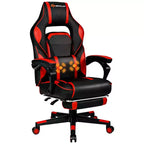 Sillón de masaje para juegos Costway, silla de oficina para computadora reclinable, estilo carreras, con reposapiés, en blanco/negro/azul/rojo