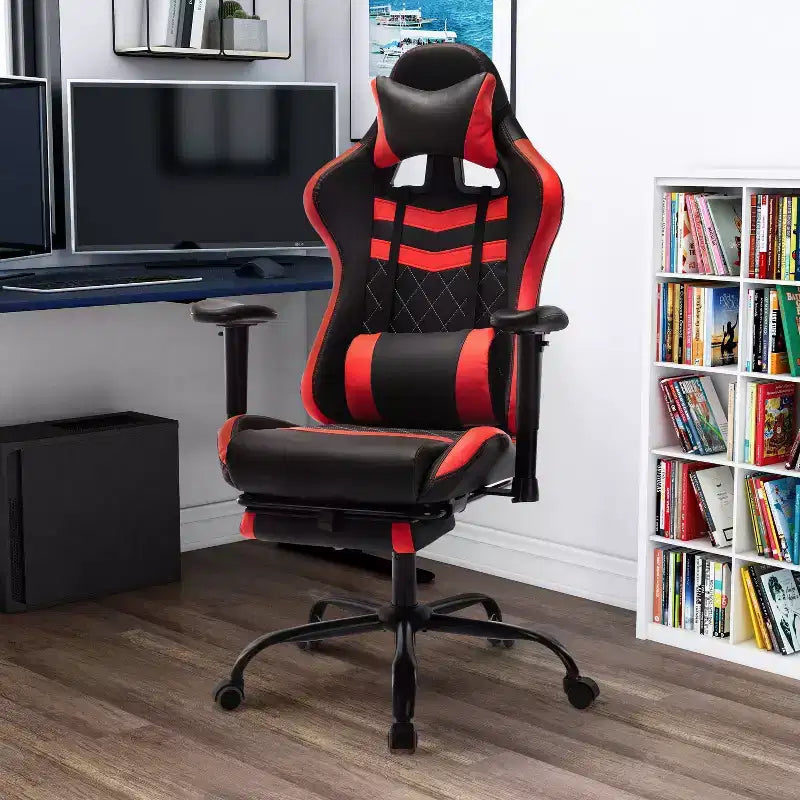 Sillón Gaming 24/7 Shop At Home Finn Racing con Almohada Ajustable y Soporte para Piernas