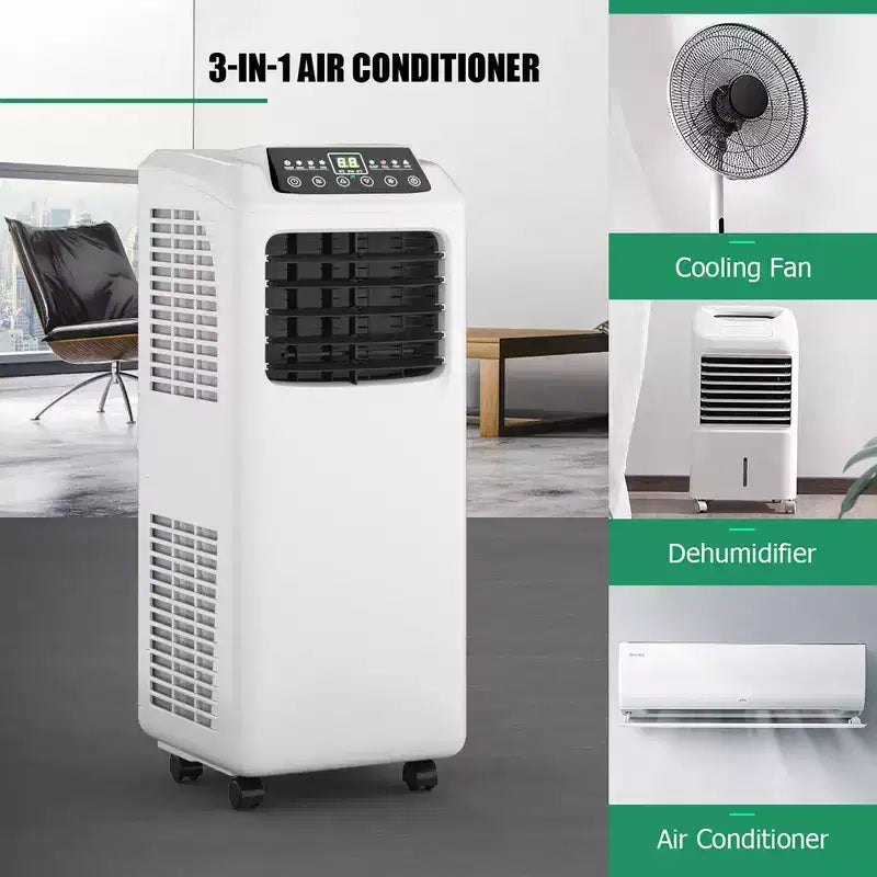 Costway Aire Acondicionado Portátil 3 en 1 de 5500 BTU (9000 BTU ASHRAE) con Deshumidificador Incorporado y Kit para Ventana