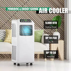 Costway Aire Acondicionado Portátil 3 en 1 de 5500 BTU (9000 BTU ASHRAE) con Deshumidificador Incorporado y Kit para Ventana