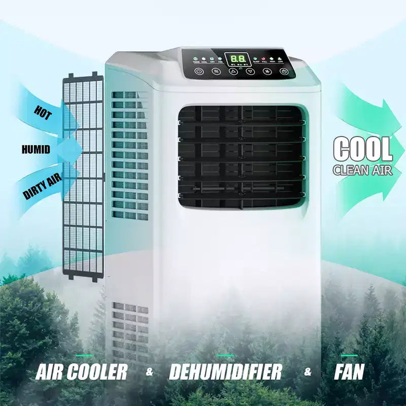 Costway Aire Acondicionado Portátil 3 en 1 de 5500 BTU (9000 BTU ASHRAE) con Deshumidificador Incorporado y Kit para Ventana