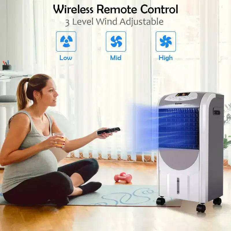 Ventilador enfriador de aire portátil y calefactor humidificador Costway con filtro lavable y control remoto