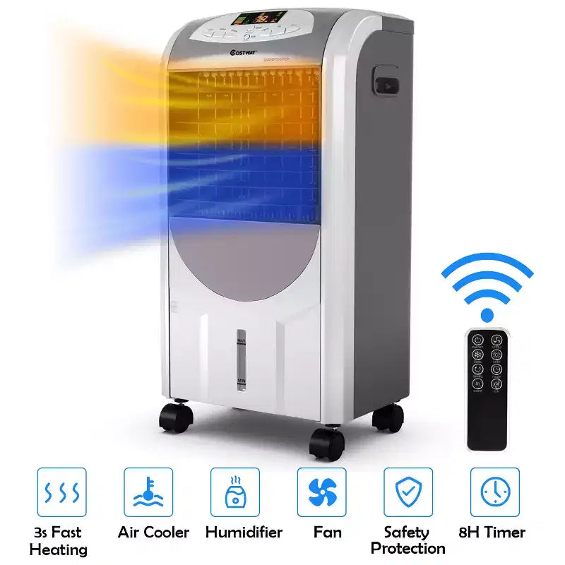Ventilador enfriador de aire portátil y calefactor humidificador Costway con filtro lavable y control remoto