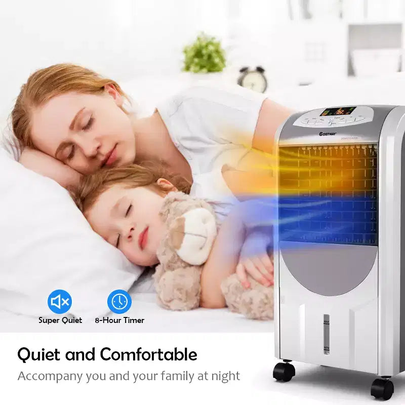 Ventilador enfriador de aire portátil y calefactor humidificador Costway con filtro lavable y control remoto