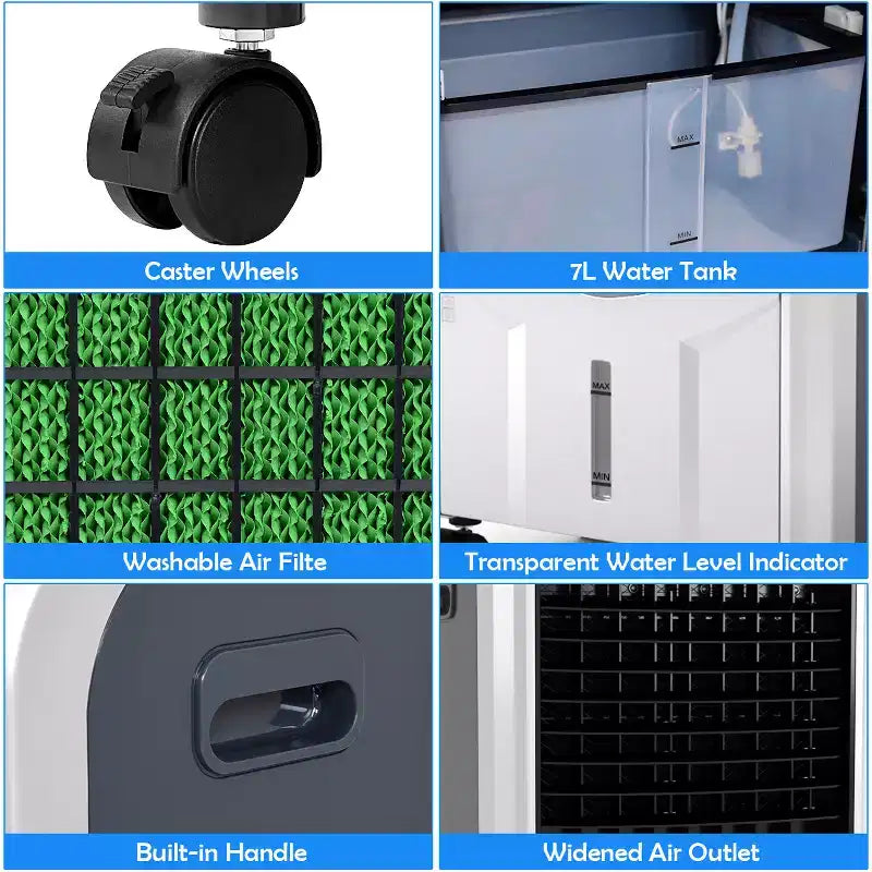 Ventilador enfriador de aire portátil y calefactor humidificador Costway con filtro lavable y control remoto