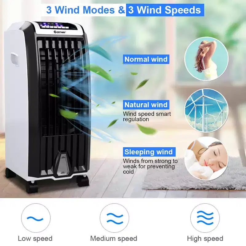 Ventilador enfriador portátil evaporativo Costway, anión humidificador con control remoto