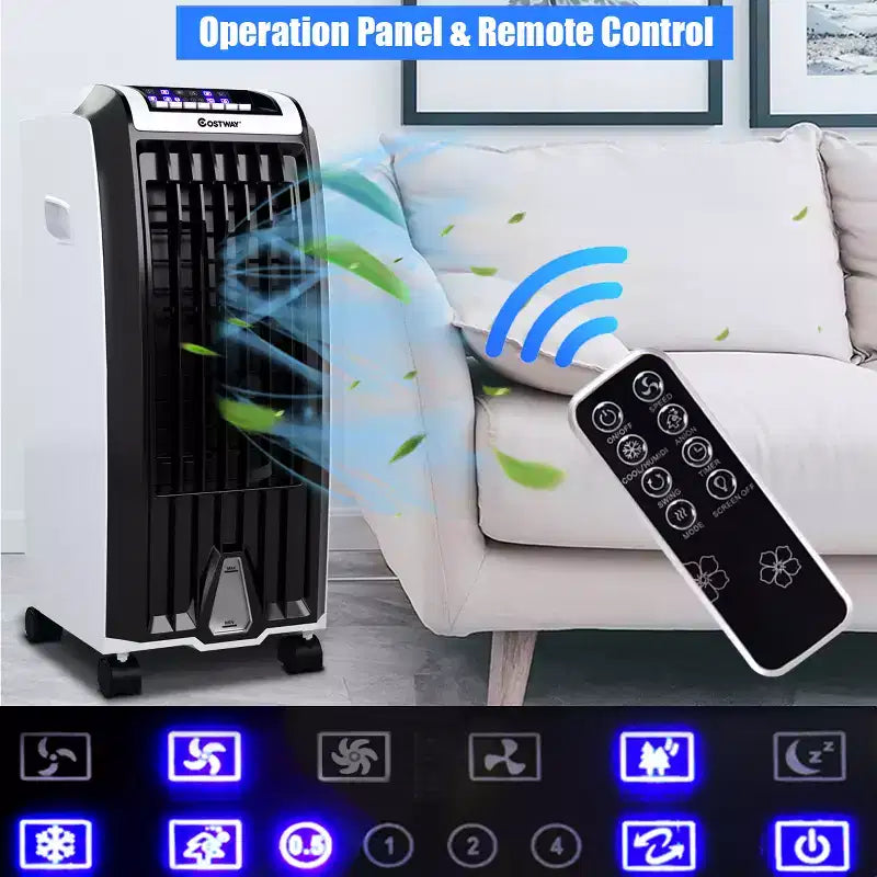 Ventilador enfriador portátil evaporativo Costway, anión humidificador con control remoto