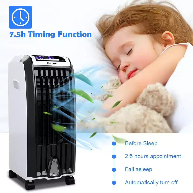 Ventilador enfriador portátil evaporativo Costway, anión humidificador con control remoto