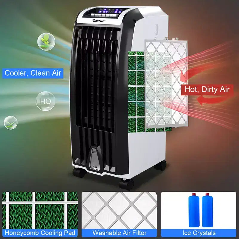 Ventilador enfriador portátil evaporativo Costway, anión humidificador con control remoto