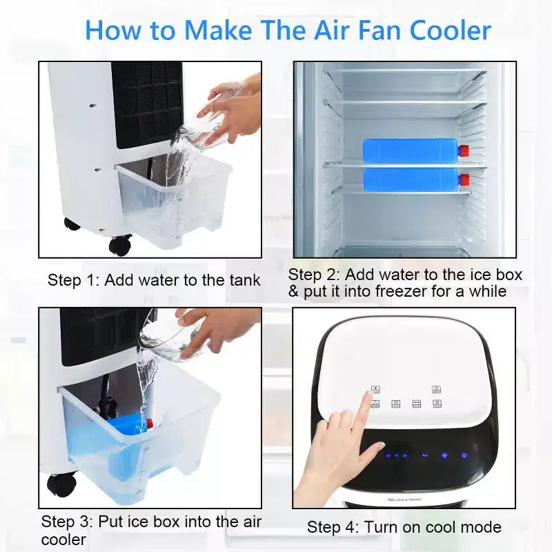 Enfriador de aire portátil por evaporación y humidificador Costway con ventilador, filtro y control remoto