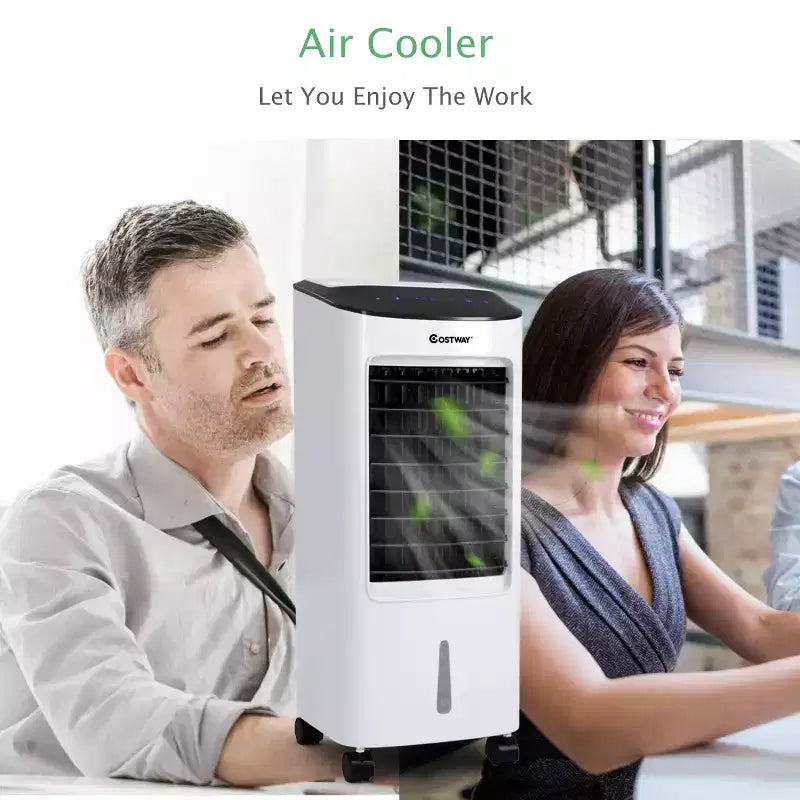 Enfriador de aire portátil por evaporación y humidificador Costway con ventilador, filtro y control remoto