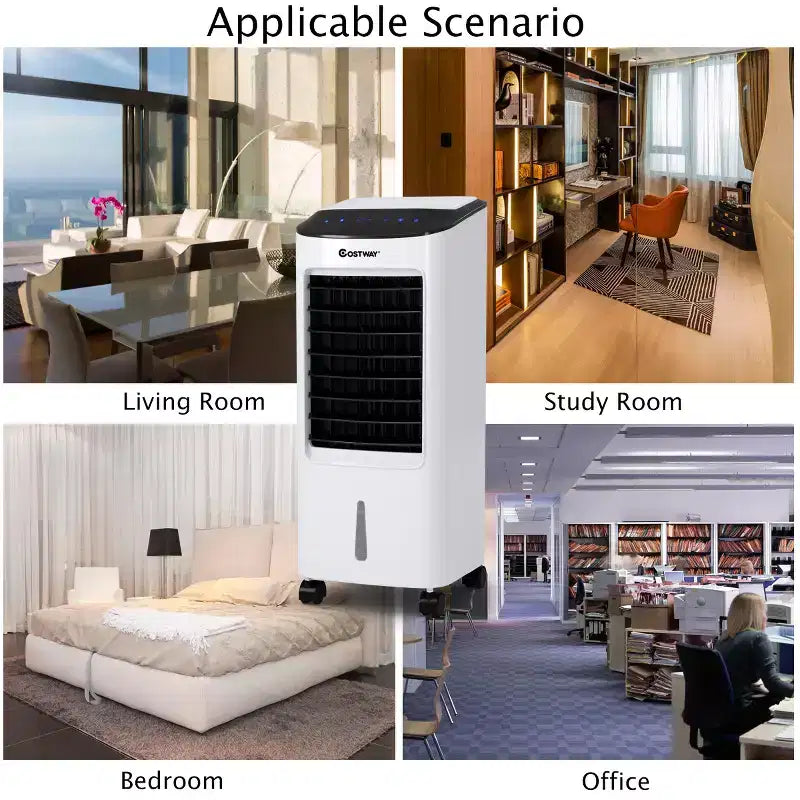 Enfriador de aire portátil por evaporación y humidificador Costway con ventilador, filtro y control remoto