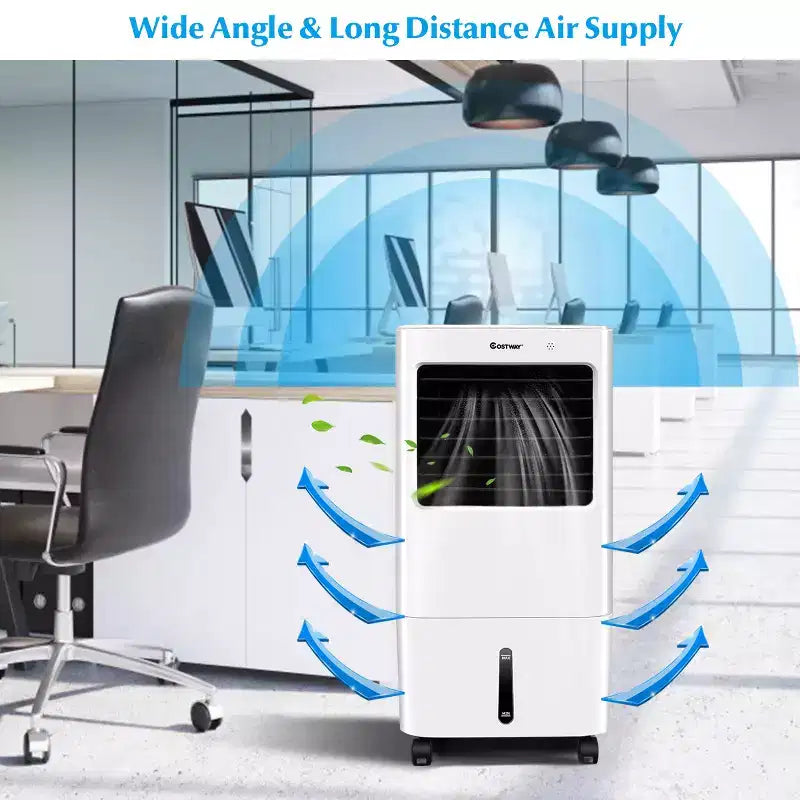 Ventilador enfriador de aire portátil evaporativo y humidificador Costway con control remoto y temporizador de 7.5 horas