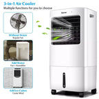 Ventilador enfriador de aire portátil evaporativo y humidificador Costway con control remoto y temporizador de 7.5 horas