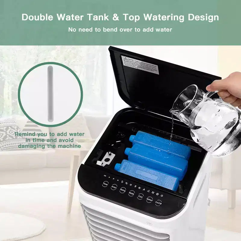 Costway Enfriador de Aire Evaporativo Portátil 4 en 1, Tanque de Agua de 12 L, 4 Cajas de Hielo