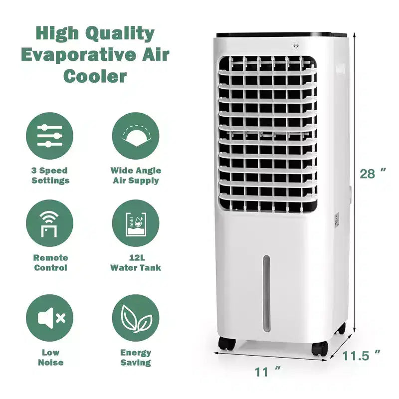 Costway Enfriador de Aire Evaporativo Portátil 4 en 1, Tanque de Agua de 12 L, 4 Cajas de Hielo
