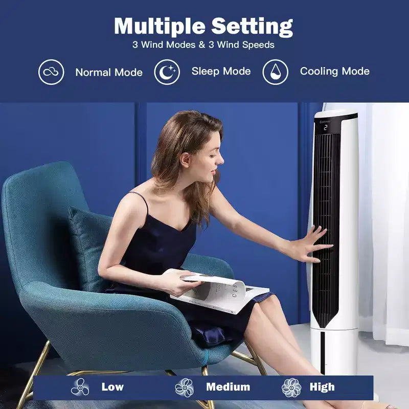 Costway Enfriador de Aire Evaporativo 3-en-1 Ventilador de Torre Portátil de 41'' Humidificador