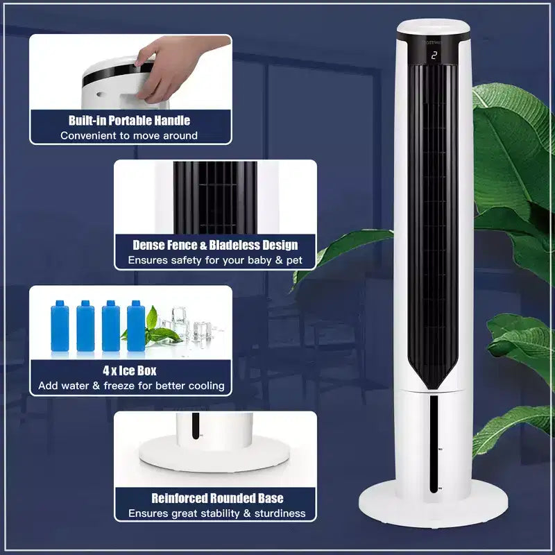 Costway Enfriador de Aire Evaporativo 3-en-1 Ventilador de Torre Portátil de 41'' Humidificador