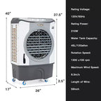 Costway 3450CFM Enfriador Evaporativo Industrial Ventilador 4 en 1 Tanque de 45L