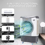 Costway 3450CFM Enfriador Evaporativo Industrial Ventilador 4 en 1 Tanque de 45L