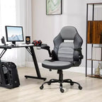 Silla de oficina ergonómica Vinsetto para gaming, estilo Racing, silla de escritorio ejecutiva con piel sintética, inclinación y ruedas giratorias, negra/gris