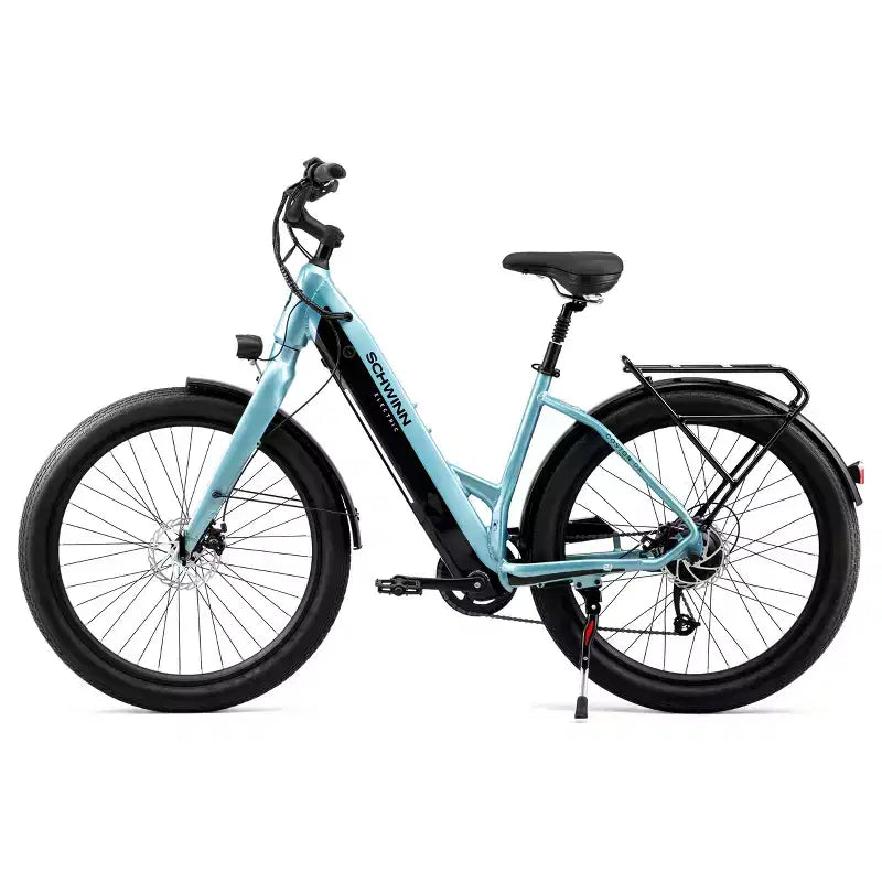 Bicicleta eléctrica híbrida Schwinn Adult Coston DX 27.5 de paso bajo