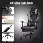 Silla de oficina para juegos Costway, de carreras con respaldo alto y reposapiés, negra