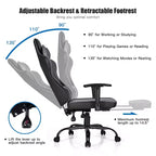 Silla de oficina para juegos Costway, de carreras con respaldo alto y reposapiés, negra