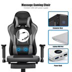 Silla de oficina para juegos Costway, de carreras con respaldo alto y reposapiés, negra