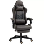 Vinsetto Silla de oficina para juegos de carreras, de cuero sintético con diseño de diamante, reclinable con respaldo alto y reposapiés, soporte lumbar, altura ajustable