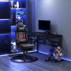 Vinsetto Silla de oficina para juegos de carreras, de cuero sintético con diseño de diamante, reclinable con respaldo alto y reposapiés, soporte lumbar, altura ajustable