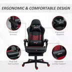 Vinsetto Silla de oficina para juegos de carreras, de cuero sintético con diseño de diamante, reclinable con respaldo alto y reposapiés, soporte lumbar, altura ajustable