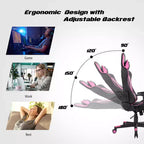 Silla reclinable de carreras Costway para videojuegos con masaje, soporte lumbar y reposacabezas, blanca/azul/rosa/roja