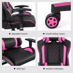 Silla reclinable de carreras Costway para videojuegos con masaje, soporte lumbar y reposacabezas, blanca/azul/rosa/roja