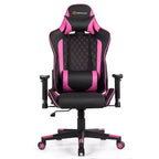 Silla reclinable de carreras Costway para videojuegos con masaje, soporte lumbar y reposacabezas, blanca/azul/rosa/roja