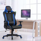 Silla reclinable de carreras Costway para videojuegos con masaje, soporte lumbar y reposacabezas, blanca/azul/rosa/roja