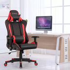 Silla reclinable de carreras Costway para videojuegos con masaje, soporte lumbar y reposacabezas, blanca/azul/rosa/roja