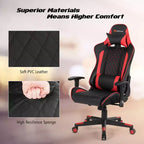 Silla reclinable de carreras Costway para videojuegos con masaje, soporte lumbar y reposacabezas, blanca/azul/rosa/roja
