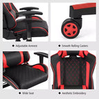 Silla reclinable de carreras Costway para videojuegos con masaje, soporte lumbar y reposacabezas, blanca/azul/rosa/roja