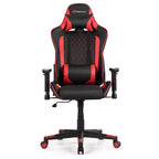 Silla reclinable de carreras Costway para videojuegos con masaje, soporte lumbar y reposacabezas, blanca/azul/rosa/roja