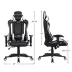 Silla reclinable de carreras Costway para videojuegos con masaje, soporte lumbar y reposacabezas, blanca/azul/rosa/roja