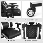 Silla reclinable de carreras Costway para videojuegos con masaje, soporte lumbar y reposacabezas, blanca/azul/rosa/roja