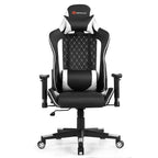 Silla reclinable de carreras Costway para videojuegos con masaje, soporte lumbar y reposacabezas, blanca/azul/rosa/roja
